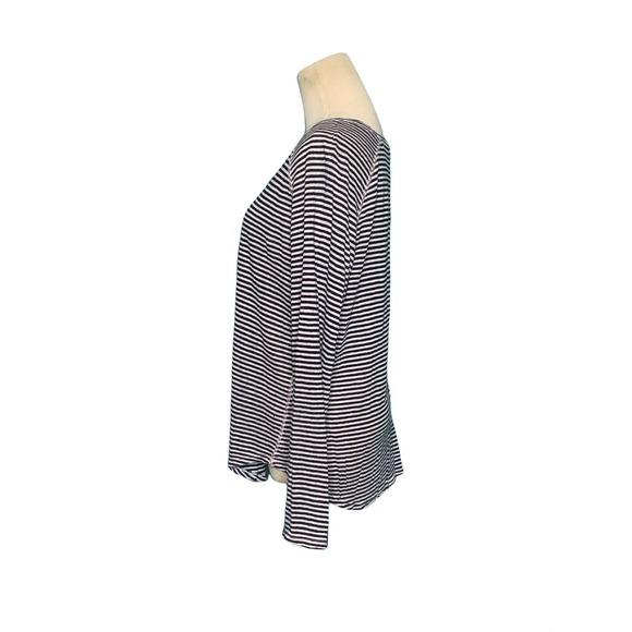 Frame pink black linen stripes long sleeves top size M - Picture 3 of 7